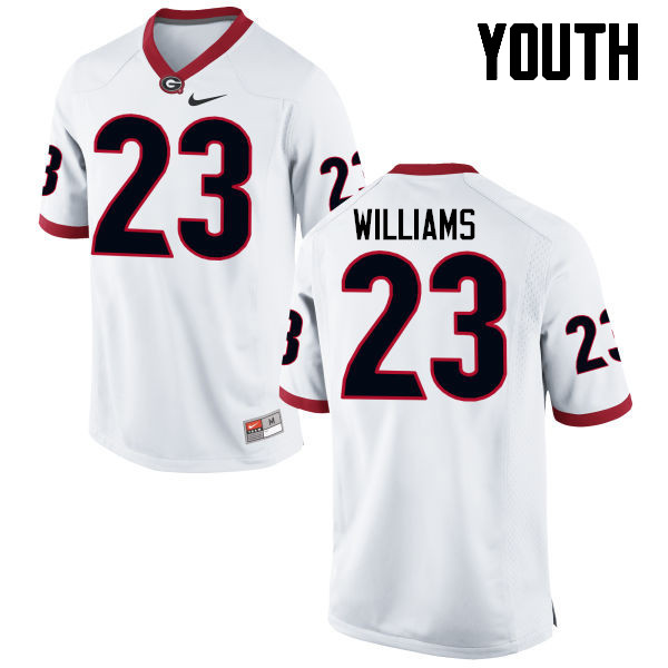 Youth Georgia Bulldogs #23 Shakenneth Williams College Football Jerseys-White - Click Image to Close